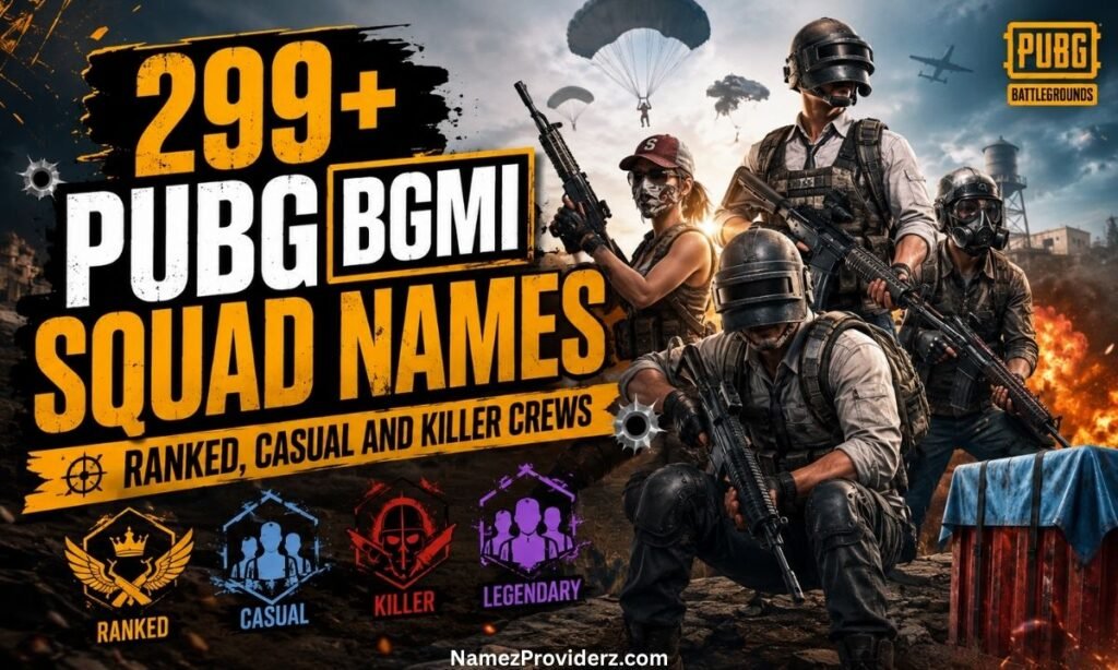 299+ PUBG BGMI Squad Names, Ranked, Casual and Killer Crews