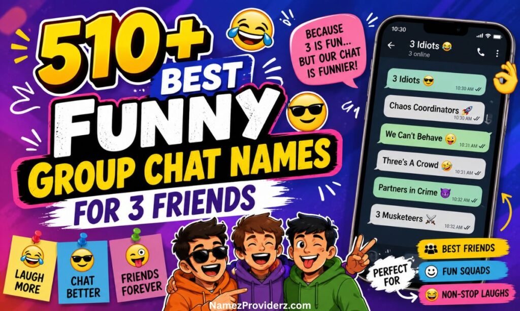 510+ Best Funny Group Chat Names for 3 Friends