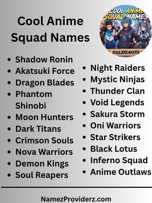 Cool Anime Squad Names