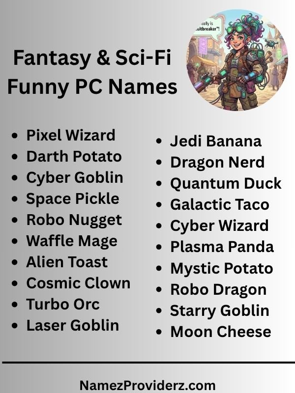 Fantasy & Sci-Fi Funny PC Names