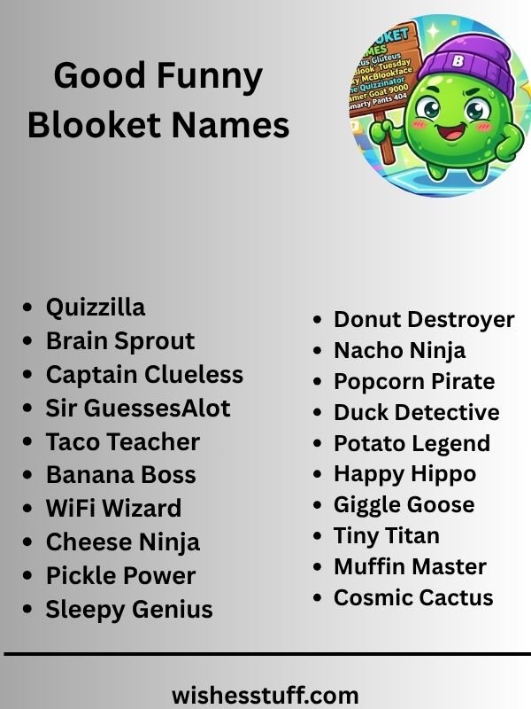 Good Funny Blooket Names