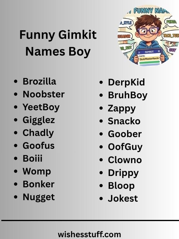 Funny Gimkit Names Boy