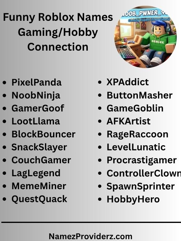 Funny Roblox Names Gaming/Hobby Connection