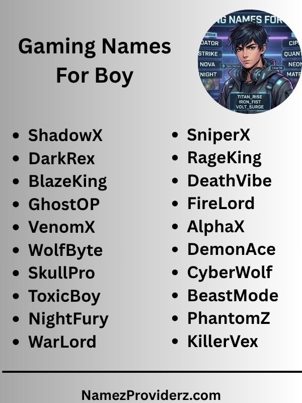 Gaming Names For Boy