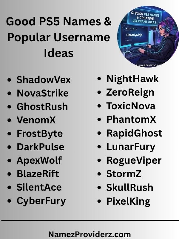 Good PS5 Names & Popular Username Ideas