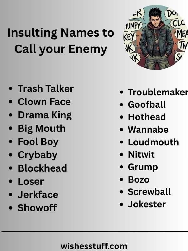 Insulting Names to Call your Enemy
