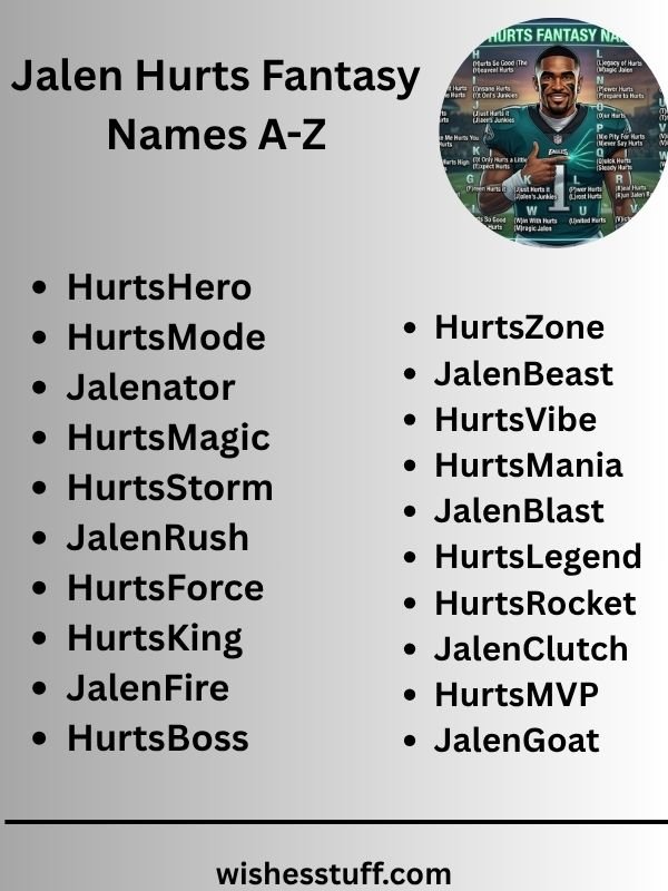 Jalen Hurts Fantasy Names A-Z