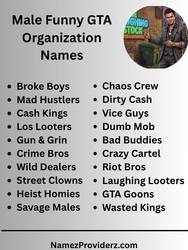 Male Funny GTA Organization Names