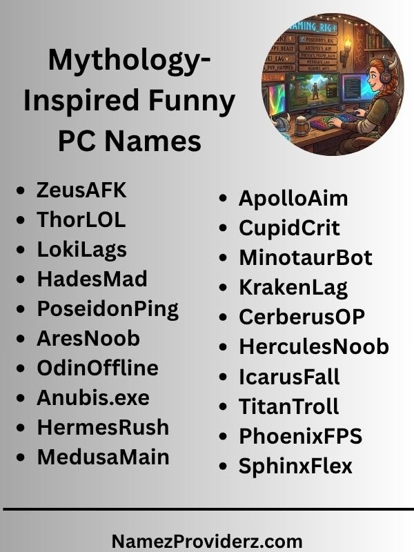 Mythology-Inspired Funny PC Names