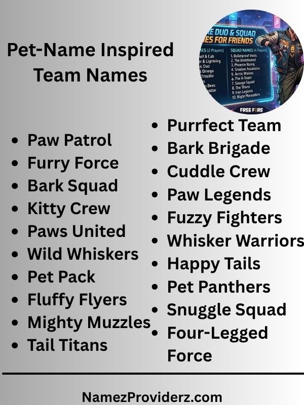Pet-Name Inspired Team Names