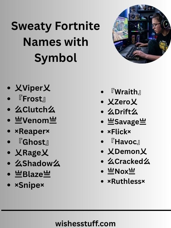 Sweaty Fortnite Names with Symbol