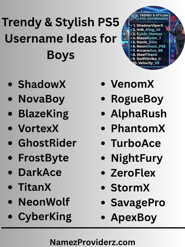 Trendy & Stylish PS5 Username Ideas for Boys
