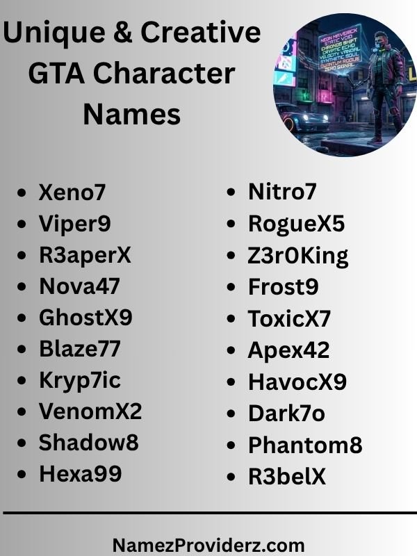 Unique & Creative GTA Character Names