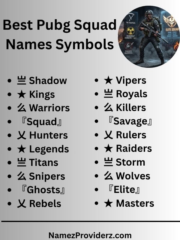 best pubg squad names symbols