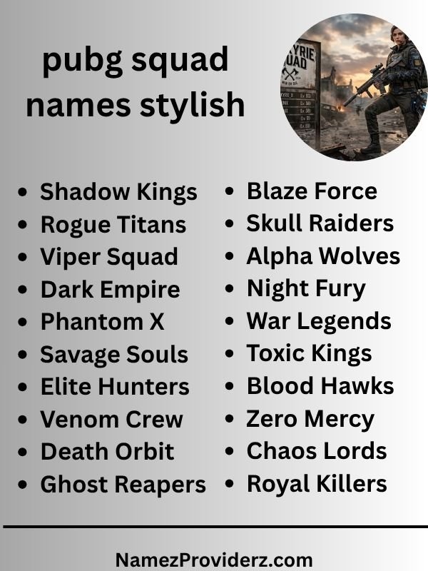 pubg squad names stylish