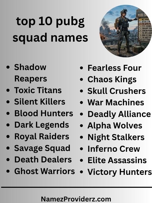 top 10 pubg squad names