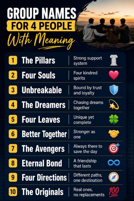 Group Names For 4 People With Meaning