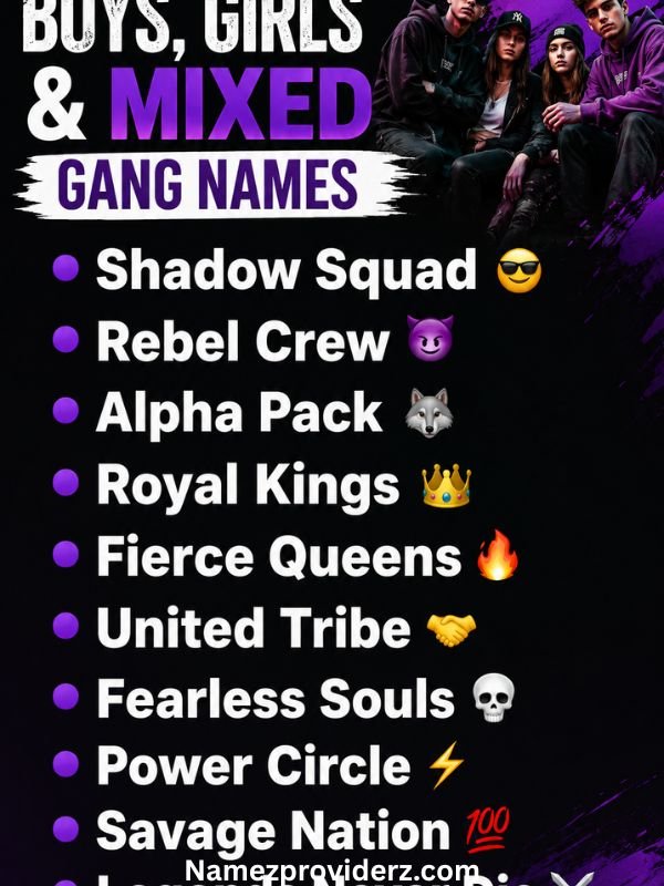 Boys, Girls & Mixed Gang Names