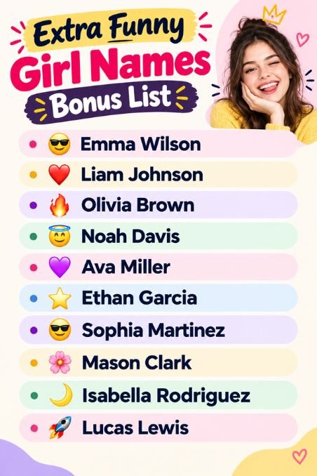 Extra Funny Girl Names Bonus List