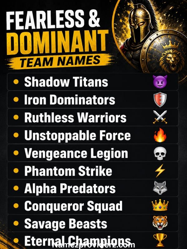 Fearless & Dominant Team Names