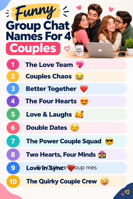 Funny Group Chat Names For 4 Couples