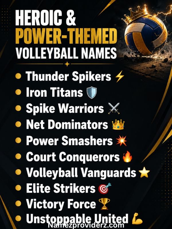 Heroic & Power-Themed Volleyball Names