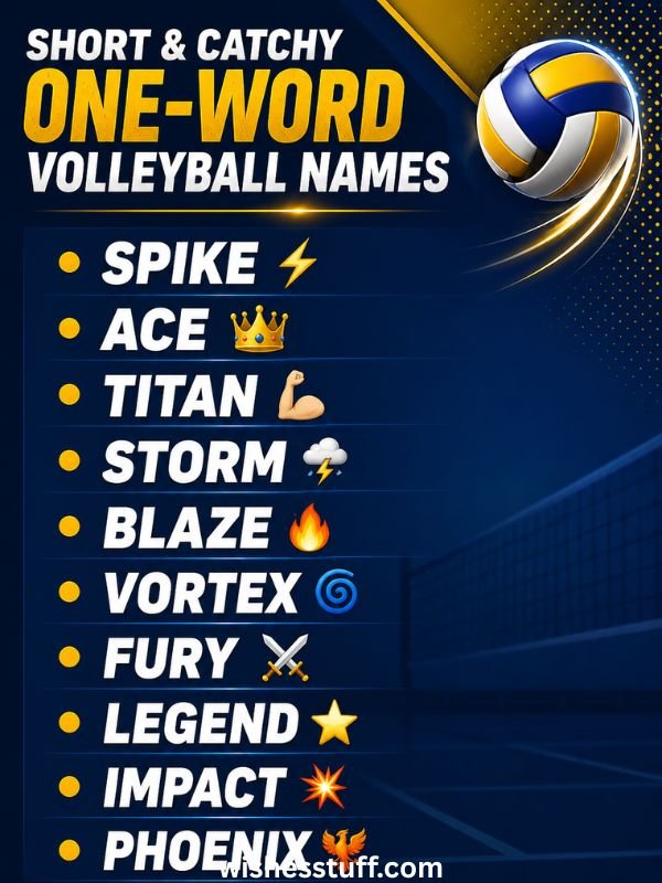 Short & Catchy One-Word Volleyball Names