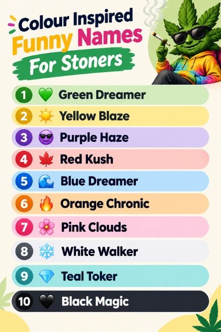 Colour Inspired Funny Names For Stoners