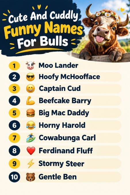 Cute And Cuddly Funny Names For Bulls