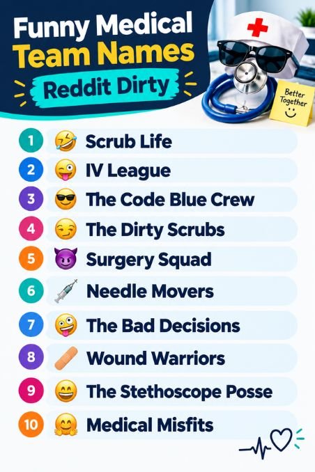 Funny Medical Team Names Reddit Dirty