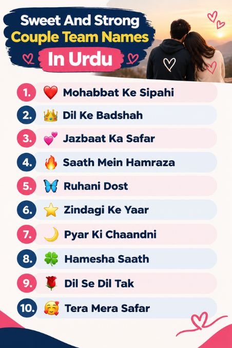 Sweet And Strong Couple Team Names In Urdu
